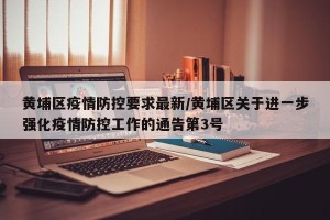 黄埔区疫情防控要求最新/黄埔区关于进一步强化疫情防控工作的通告第3号